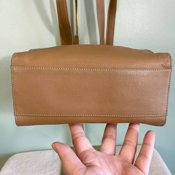 Vintage Luana Women's Brown Wide Open Top Zip Leather Tote Shoulder Bag - Picture 7 of 16